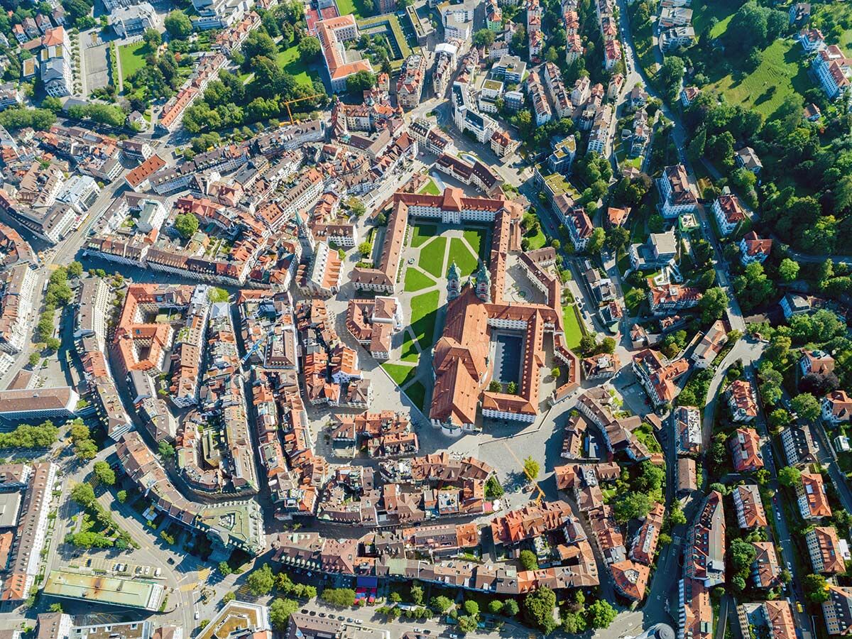 Luftbildaufnahme der Stadt St. Gallen